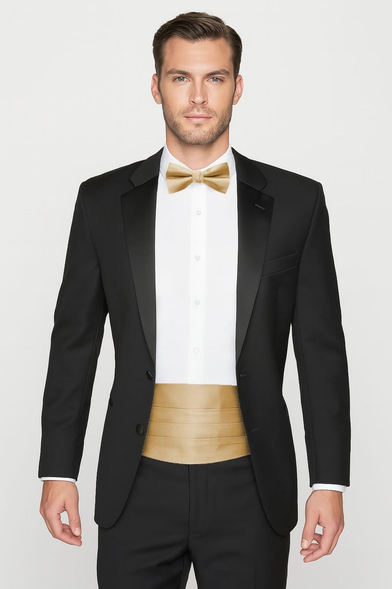 Spring Notion Men's Cummerbund and Bow Tie Set Antique Gold - Image 2